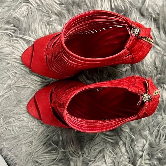 Zara red caged peep-toe stiletto heels - Picture 4 of 11